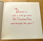 Vintage Unused Mid-century Christmas Greeting Card Santa Green Background 4   x4   