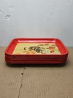 9 Vintage Mcm Spaniel Hound Hunting Dog Oak Leaves Red Metal Tv Tray 1950 1960s