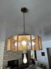 Vintage - Mid Century Modern - Fredrick Ramond Hexagonal Swag Lamp - Wood  Glass
