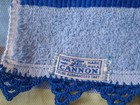 Cannon Vintage Hand Towel   Washcloth  2  Set Blue Crochet Lace Trim Mcm Coastal