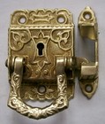 Antique Brass Ornate Ice Box Or  Cabinet Latch Lock  Pat  1897  Victorian Catch