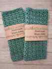 Crochet Handmade Spa Bath Wash Cloth Cotton Facial Reusable Rainforest Green 2pc