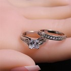 Princess Cut Stainless Steel Wedding Engagement Ring Set For Women     Sizes 5-11