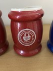 Vintage Longaberger Rubber Drink Can Koozie Lot Of 3 - Paprika Red   Blue