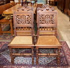 Set Of 4 French Antique Renaissance Oak Dining Chairs W  Cane Seats