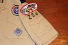 Boy Scouts Of America Bsa Youth Shirt Tan Medium Sewn Patches Short Sleeve