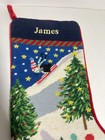 Lands End Euc Penquin Skiing Sledding Christmas Stocking James Wool Needlepoint