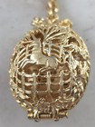 Vintage Gold Tone Unicorn Rests In The Garden Egg Keychain - 31 Grams