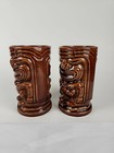 Vintage Mcm Tiki Hawaii Tiki Leilani Tumbler Mug Glass Usa Cup Brown Set Of 2