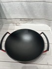 Vintage Le Creuset Wok 11   Orange Flame Cast Iron enamel      read   