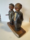 Vintage Anri Hand Carved Bar Set Corkscrew Bottle Opener - Two Men