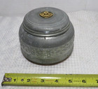 Vintage Aluminum Vanity Powder Puff Round Footed Trinket Music Box 1940   s Works