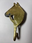 Vtg Brass Horse Head Bridle Flat Door  Wall Hook Mount Taiwan Nice Patina