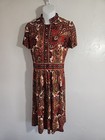 Vintage 70 s Dress Paisly Polyester Psychedellic Jerrie Lurie 1970 s Hippy 27  W