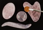 Rose Quartz Crystal Massager Kit Sphere Palm Stone Wand Gua Sha Gift Set H1234