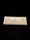 Vintage White Ceramic Cherub Box Relief Scene Jewelry Trinket Box With Lid
