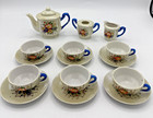 Vintage Japan Child   s Miniature Tea Set Gold Luster Ware Painted Floral 15 Piece