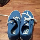 Vans Blue   White Canvas Low Top Lace-up Sneaker W  Logo Eyelets Rubber Sole