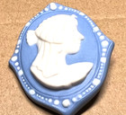 Stella Rzanski Jasperware Button Egypt Pharaoh Ceramic Porcelain Blue   White 2   