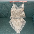 Vtg Nwt Maidenform Cami   Panties Satin Medium Chantilly Lace Sz 6 36 Ivory