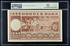Norway - Rare 1000 Kroner 1971 Pick  35e Pmg  25 Epq Vey Fine   pl2835