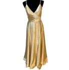 Pale Yellow Deep V Side Split Corset Back Gown Prom Bridesmaid Size 4