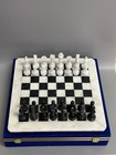 15 Inches Marble Chess Set Packed In Blue Velvet Gift Ready Box White Black
