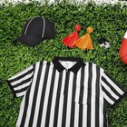 5 Pcs Mens Referee Costume Kit Official Shirt Hat Whistle Flag Football Set