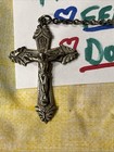 Vintage Sterling Silver Rosary Cross Crucifix Clear Crystal Glass Beads Quality