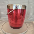 Chrome Casamoda Acrylic Lucite-vintage Ruby Red Ice Bucket
