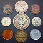 Old Obsolete Us Coin Collection With 5 Silver Coins  Starting 1800 s  lot 8 
