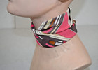 Vintage Emilio Pucci Scarf Handkerchief 60s Pink Beige Cotton Geometric 16 x17 