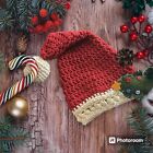 Crocheted Newborn Baby Red And White Santa Christmas Hat Photography Prop
