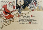 Vintage 1930 Christmas Santa Claus Buzza Gold Embossed Greeting Card