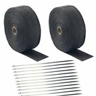 2 Rolls Exhaust Header Heat Wrap 2 x50ft Titanium Lava Pipe Tape With 20 Ties