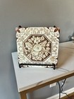 Antique Brown Floral Transferware Tile English Victorian Ceramic 1139 Octagonal