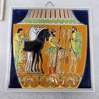 Set 2 Vintage Colorful Porcelain Ceramic Tiles Art Greek Greece  Greek Mythology