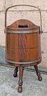 Vintage Antique Basketville Solid Wood Wooden Bucket Basket Decor Barrel 3 Legs