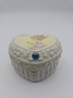 Vintage Precious Moments 2001 March Aquamarine Stone Trinket Box 