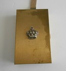 Vintage Gold Tone Cigarette Lipstick Holder Purse Case Rhinestone Crown