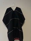 Handmade Black Mexican Flag Eagle Serape Poncho  Acrylic Woven  One Size