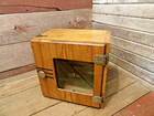 Vintage Antique Wooden Sterilizer Barber Shop Cabinet With Glass Shelves