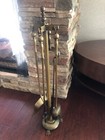 Antique Fireplace Brass Tool Set Four Pieces   Stand