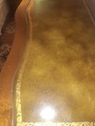 Vtg Mahogany Serpentine Chest Of Drawers Leather Top Gold Detail Brass Handles