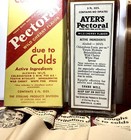 Vintage  ayer s Cherry Pectoral  Medicine Bottle  For Coughs In Box W contents