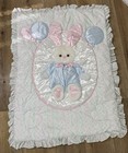 Vtg Lambs   Ivy Pink Blue Bunny Balloons Nursery Set Quilt Decor Valance Diaper