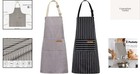 Soft Adjustable Bib Aprons For Men   Women - 2-pack With Pockets   Stripes
