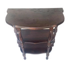 Antique Half Moon Mahogany Wood 3 Tier Table Turned Spindle Legs Vintage