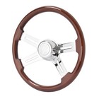 18  Wood Steering Wheel Chrome 4 Spoke For Freightliner Kenworth peterbilt 1986 