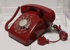 Bell System C d 500 Red Rotary Dial Corded Desk Telephone Coiled Cord Red Plug
